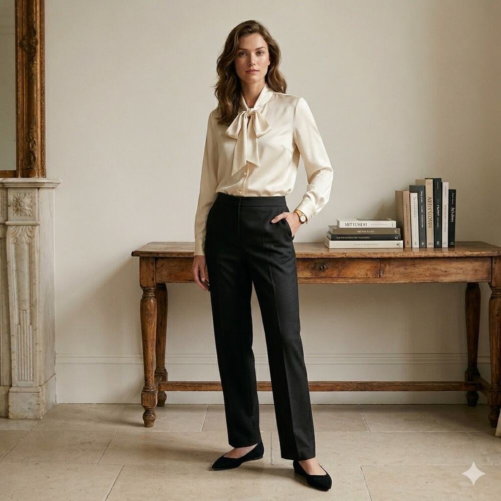 Alex Marie Black Tailored Straight Leg Trousers Business Casual Pants Size 2P